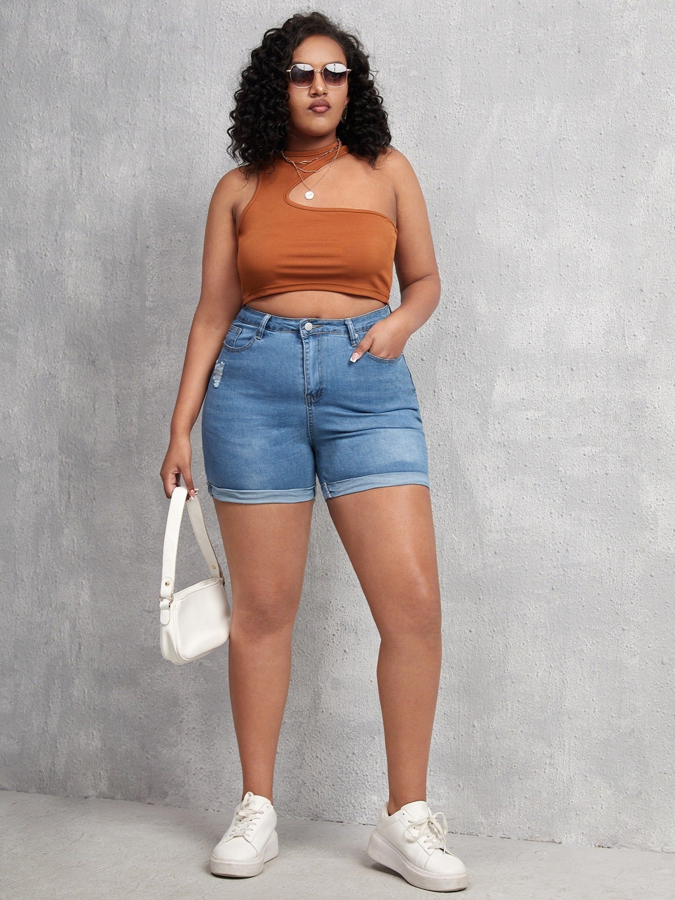 Light Wash High Waist Denim Shorts Women's Casual Jean Shorts