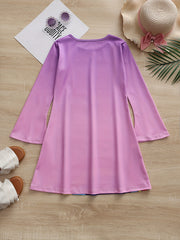Girls Sweet Unicorn Graphic Crew Neck Long Sleeve Dress