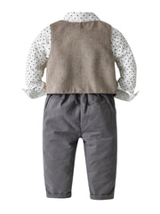 Boys Gentleman Outfit Button Up Shirt Pant Vest