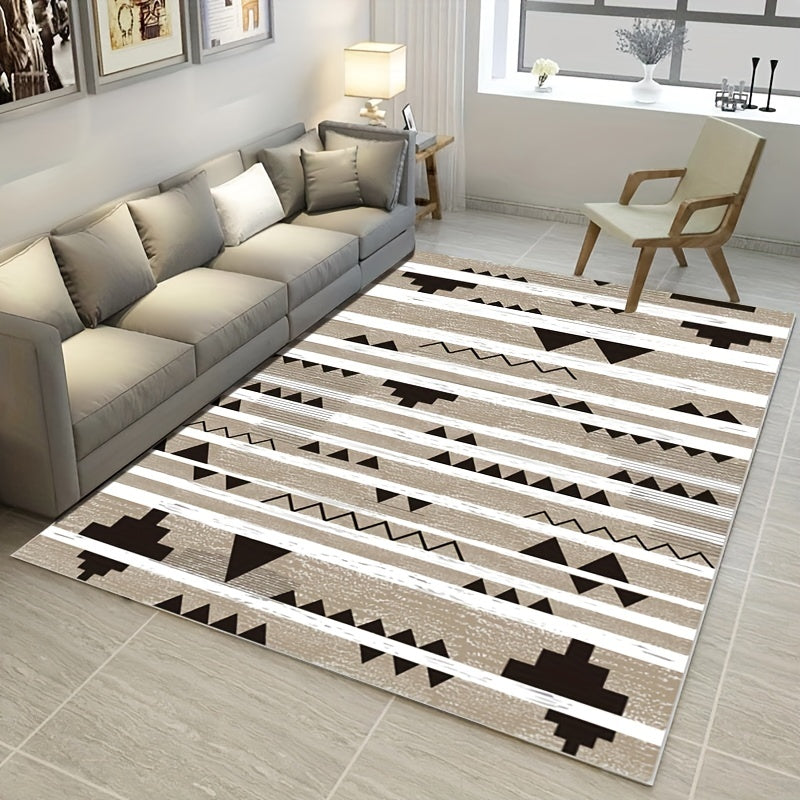 Modern Geometric Area Rug Soft Non-Slip Carpet Washable Low Pile Mat