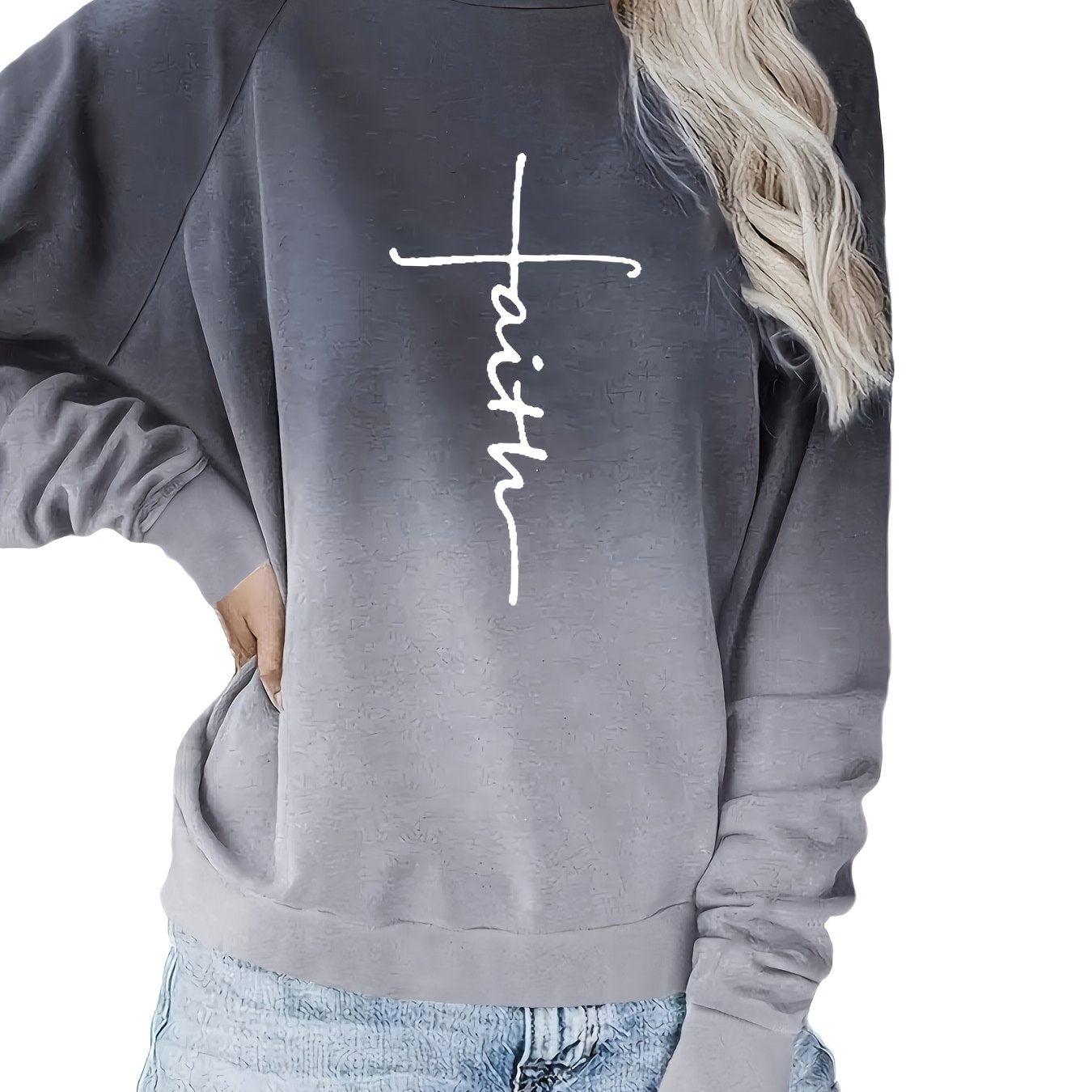 Block Letter Print Sweatshirt Long Sleeve Top