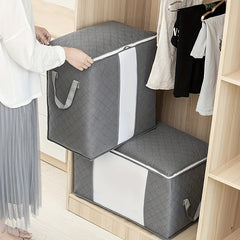 Large Capacity Storage Bag with Zipper Cotton Quilt Clothes Bag