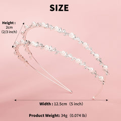 Double Layer Faux Pearls Crown Headband With Rhinestones
