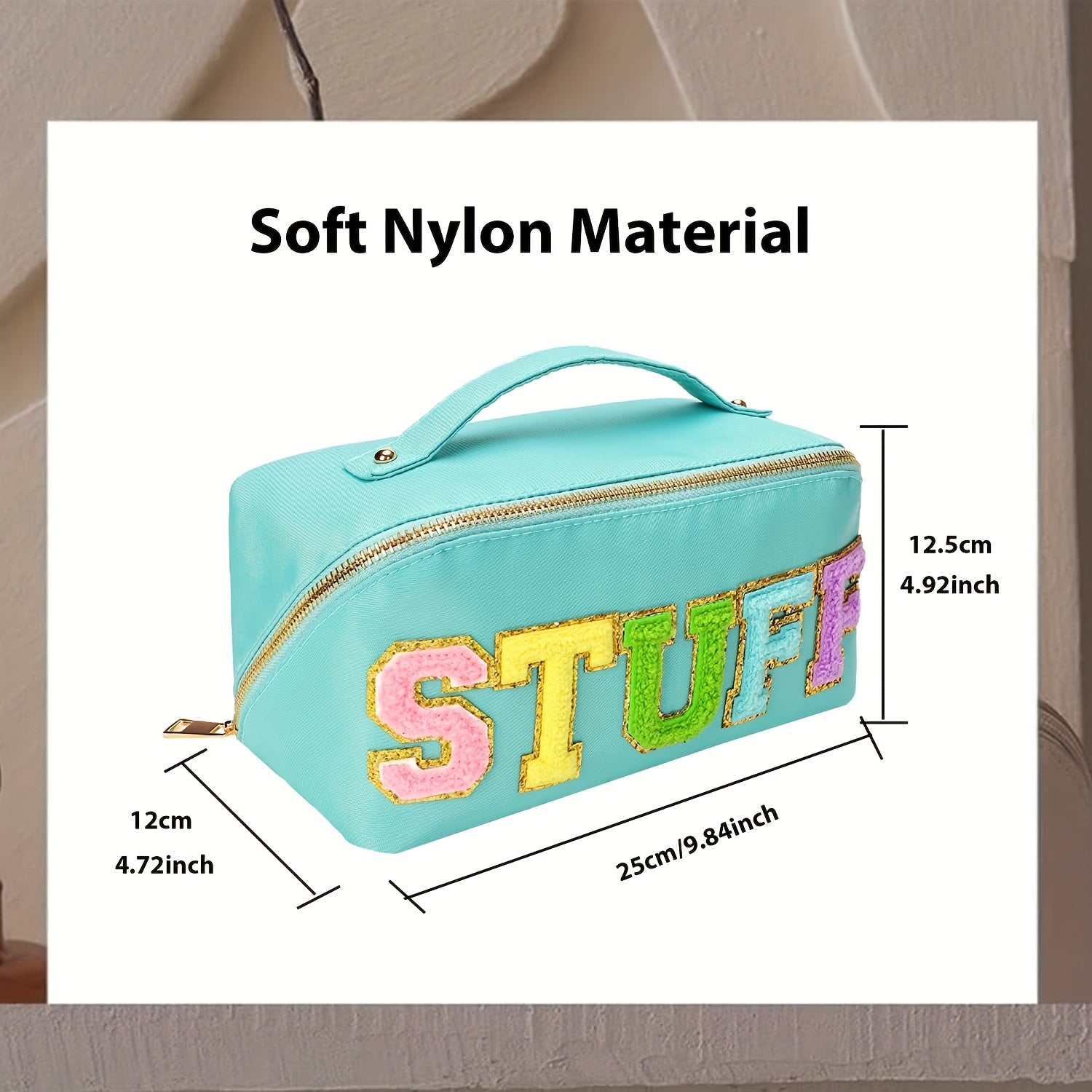 Large Capacity Travel Cosmetic Bag For Women Letter Patch Makeup Bag Waterproof