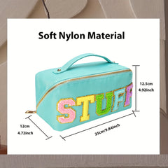 Large Capacity Travel Cosmetic Bag For Women Letter Patch Makeup Bag Waterproof