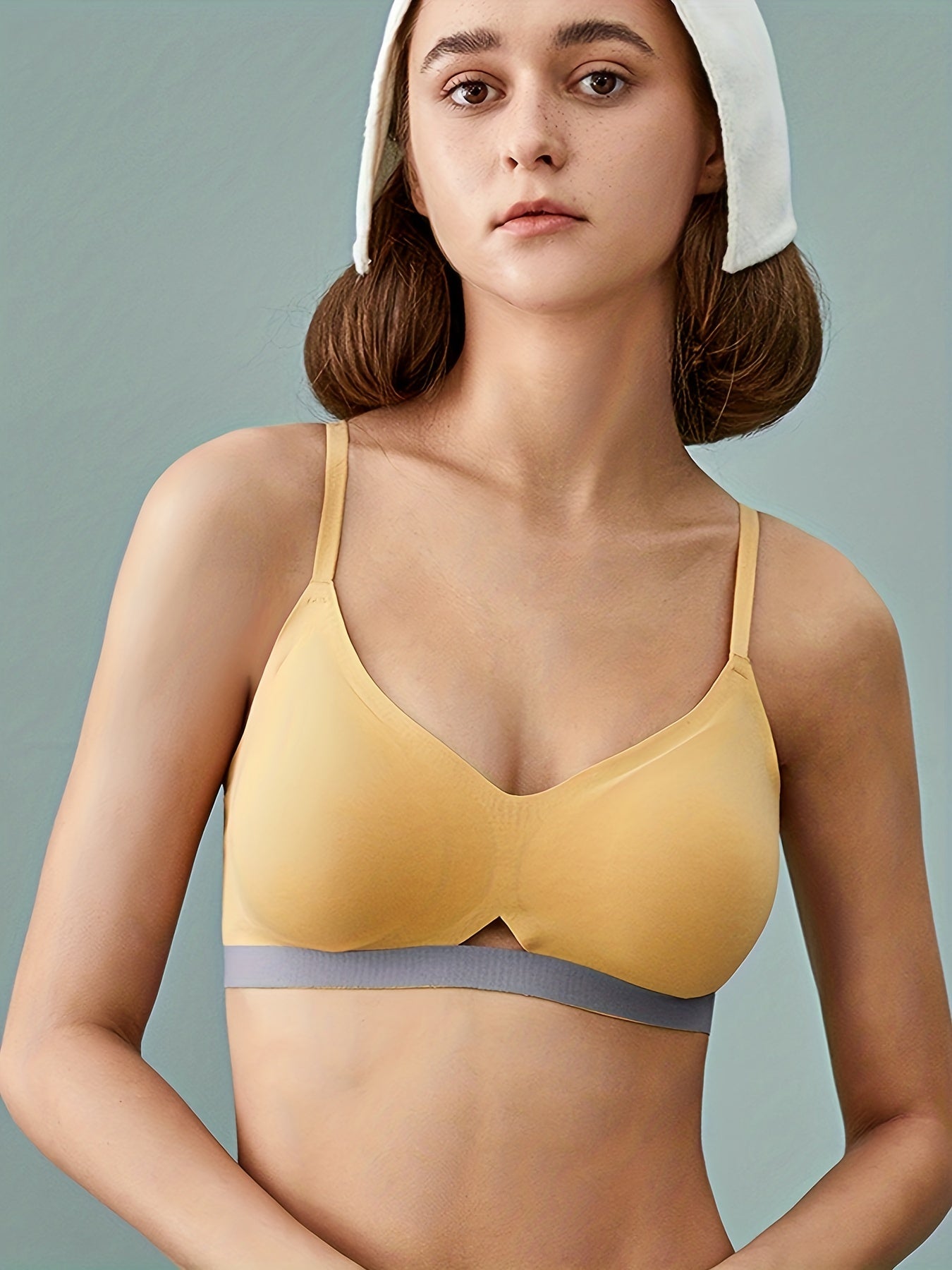 Colorblock Wireless Bra Hollow Out Breathable Intimates