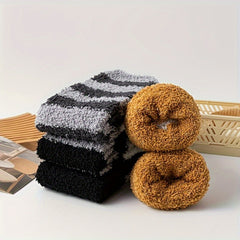 4 Pairs Cat Claw Fuzzy Socks Soft & Warm Mid Tube Women's Stockings