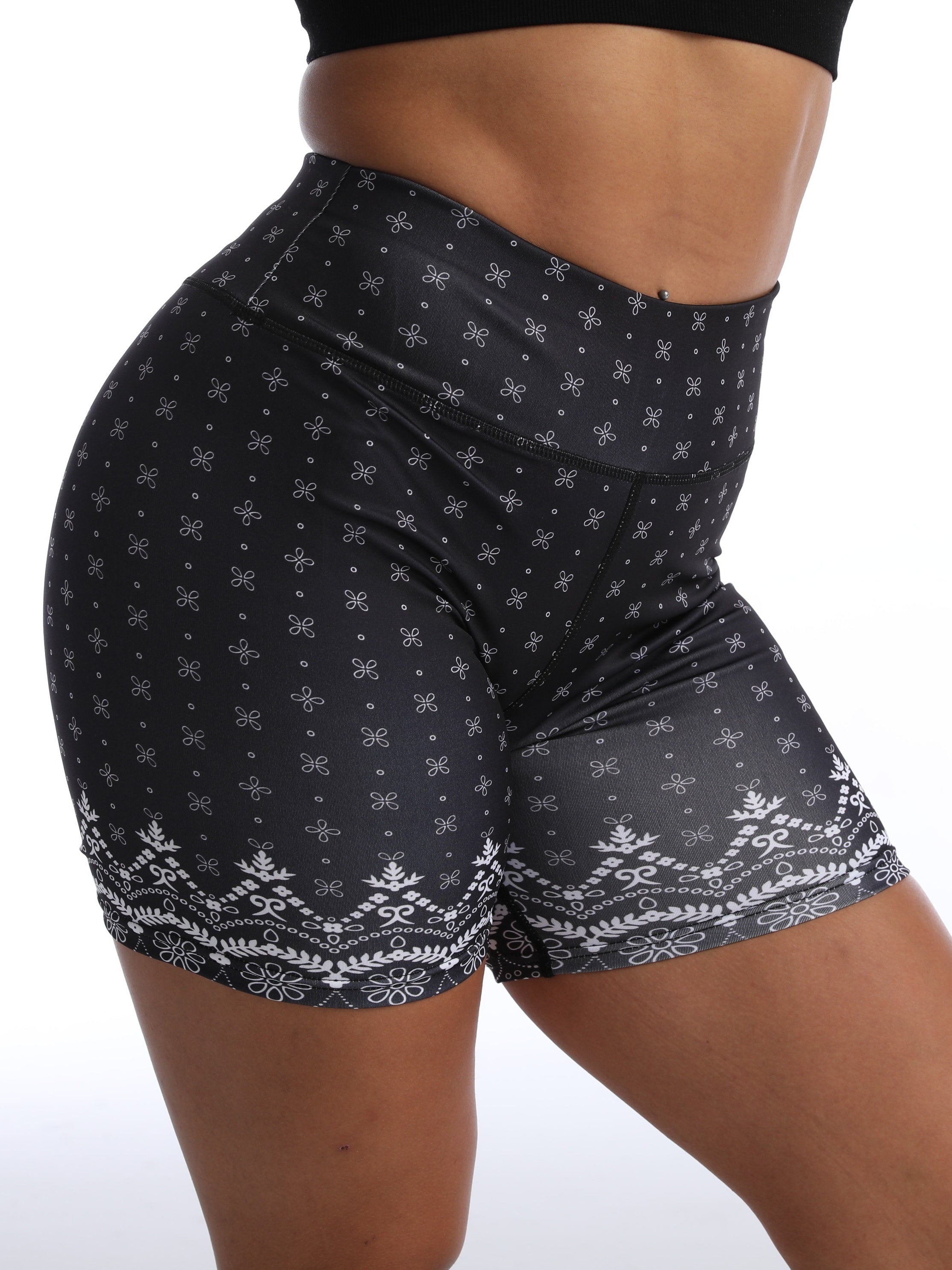 Wildflower Yoga Shorts High Waist Summer Comfy Fitness Gym Shorts