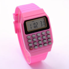 Kids Calculator Watch LCD Clock Silicone Date Time Electronic Wrist Watches