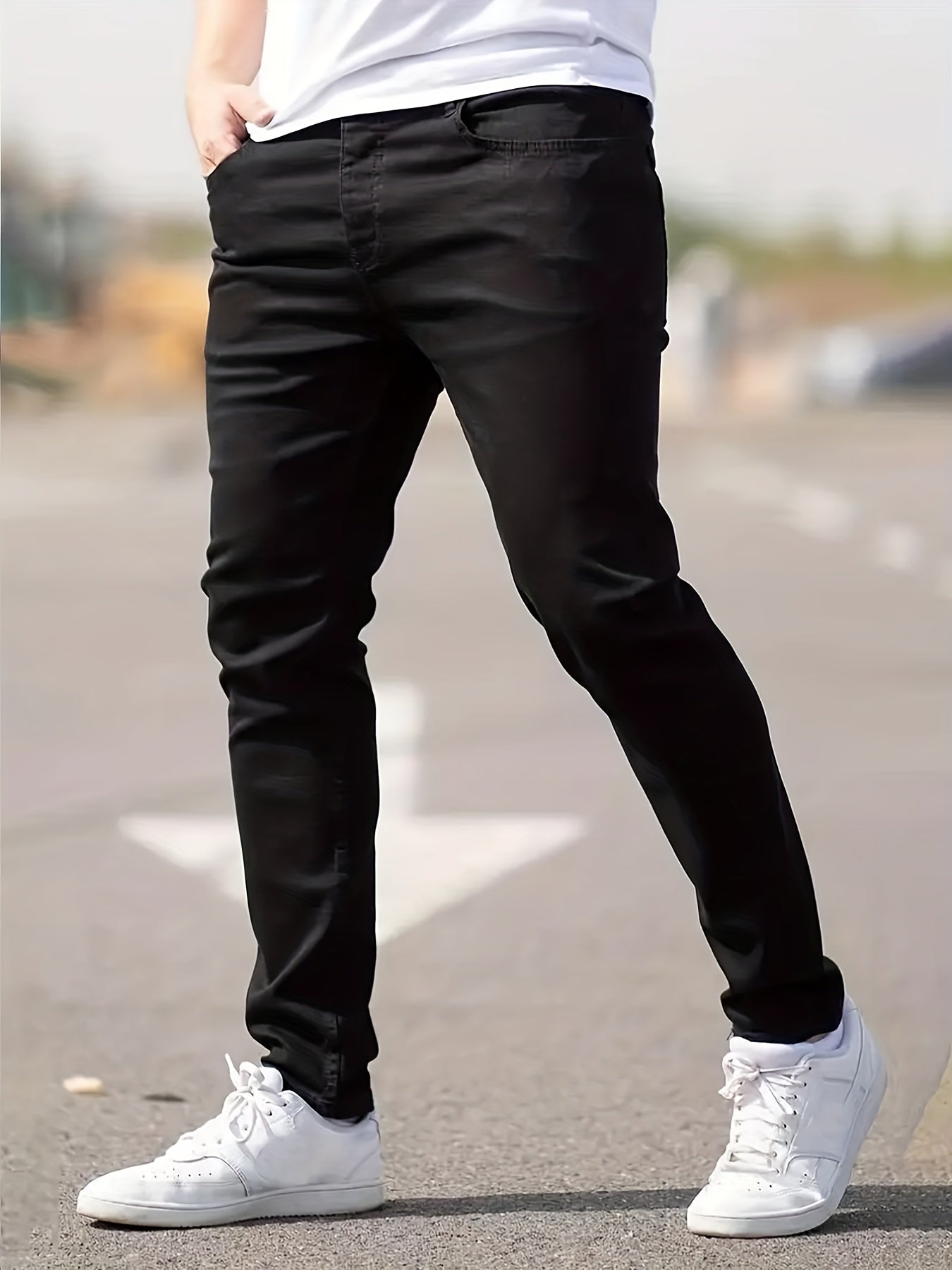 Men's Slim Fit Cotton Jeans - Casual Street Style Denim Pants