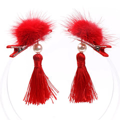 2pcs Antiquity Tassel Hanfu Headdress Hairball Hairpin Hair Clips