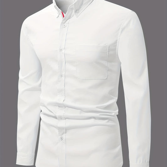Men's Classic Long Sleeve Shirt with Chest Pocket