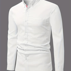 Men's Classic Long Sleeve Shirt with Chest Pocket