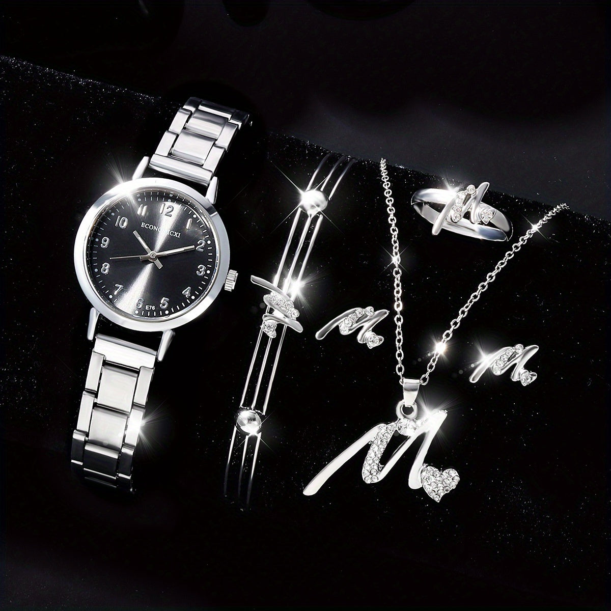 6pcs Faux Diamond Music Sign Watch Set