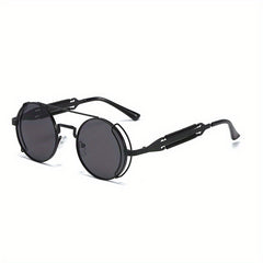 Retro Round Frame Steampunk Sunglasses UV Protection