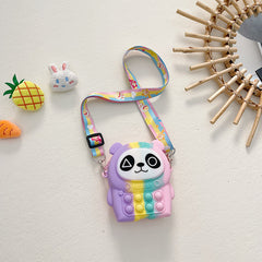 Cartoon Pattern Silicone Bubble Pop Crossbody Bag For Kids