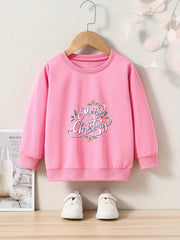 Toddler Kid Girls Christmas Print Sweet Long Sleeve Pullover Sweatshirt