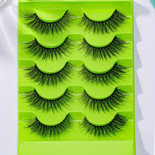 5 Pairs Cat Eye False Lashes Fluffy Soft Cross Manga Wispy Eyelashes