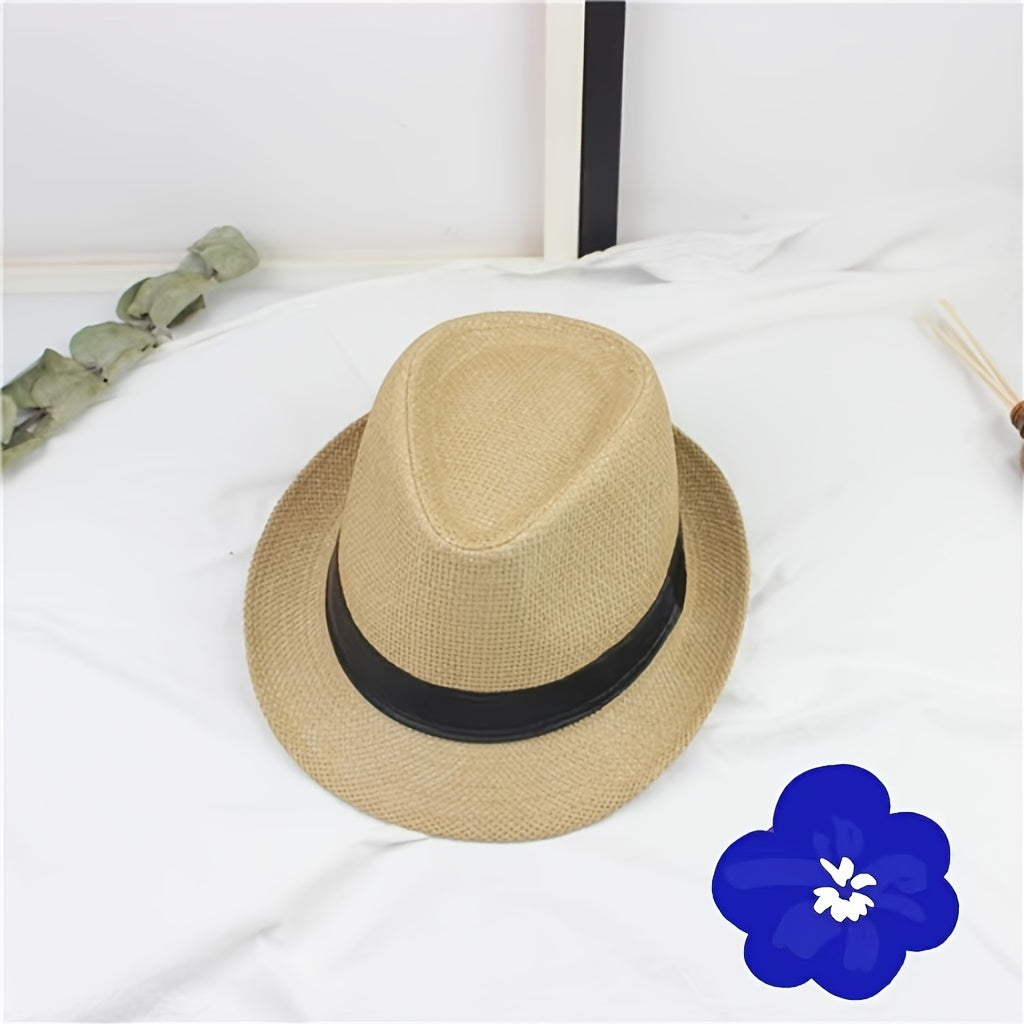 Boys Casual Wide Brim Braided Hat