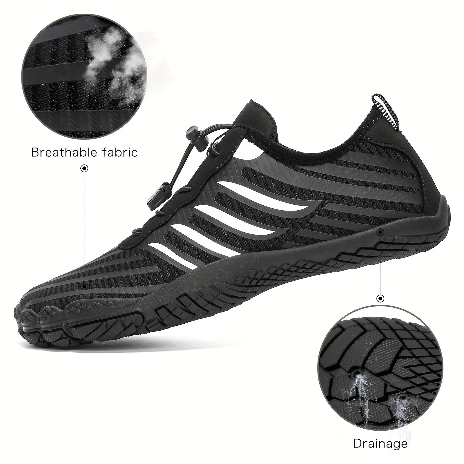 PLUS SIZE Men's Bare Water Shoes Adjustable Buckle Breathable Quick Dry