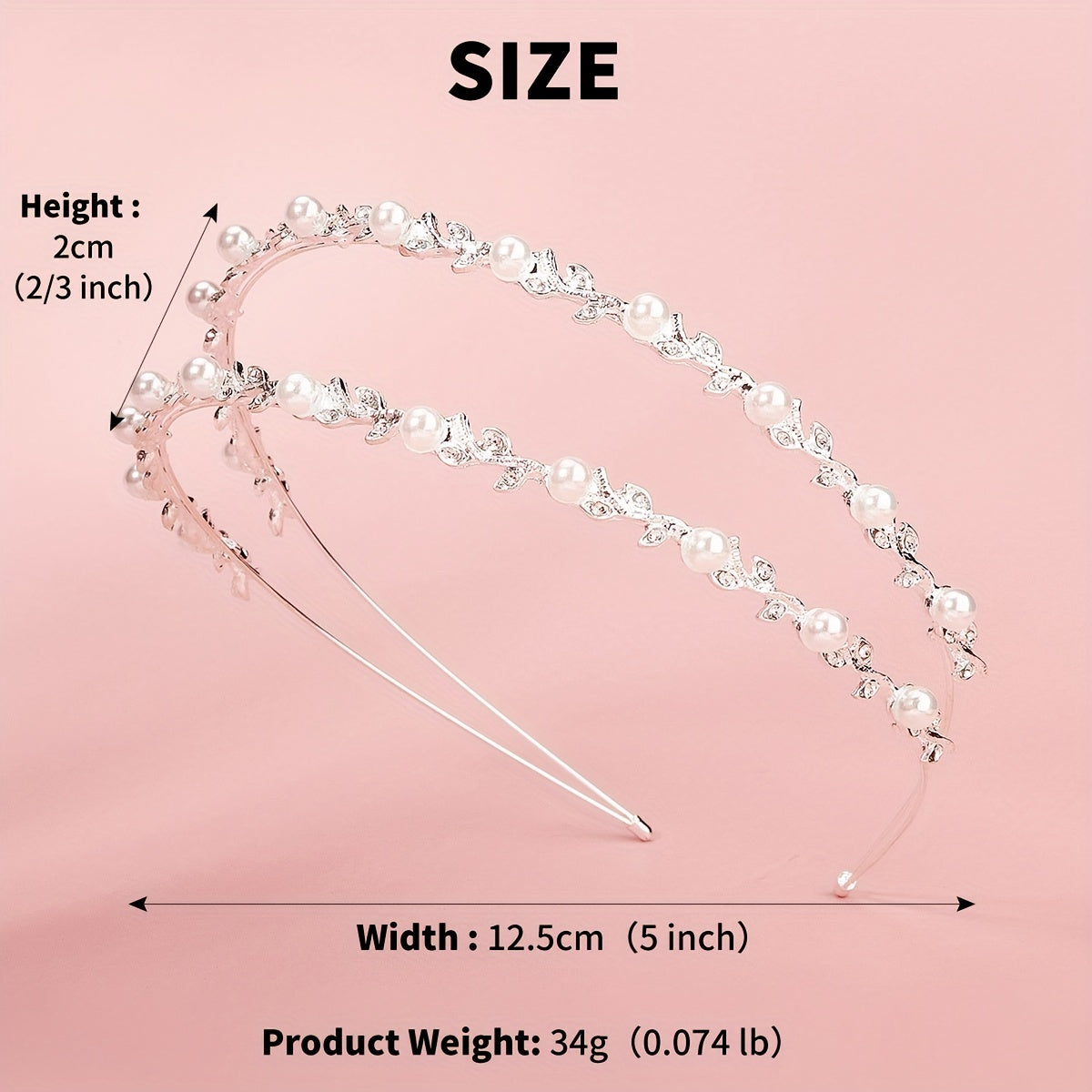Pearl Rhinestone Headband Double Layer Hair Band Bridal Wedding Hair Access