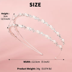 Pearl Rhinestone Headband Double Layer Hair Band Bridal Wedding Hair Access