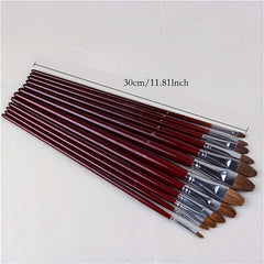 6pcs Weasel Hair Painting Brush Set Long Birch Rod Acrylic Drawing Art Supplies