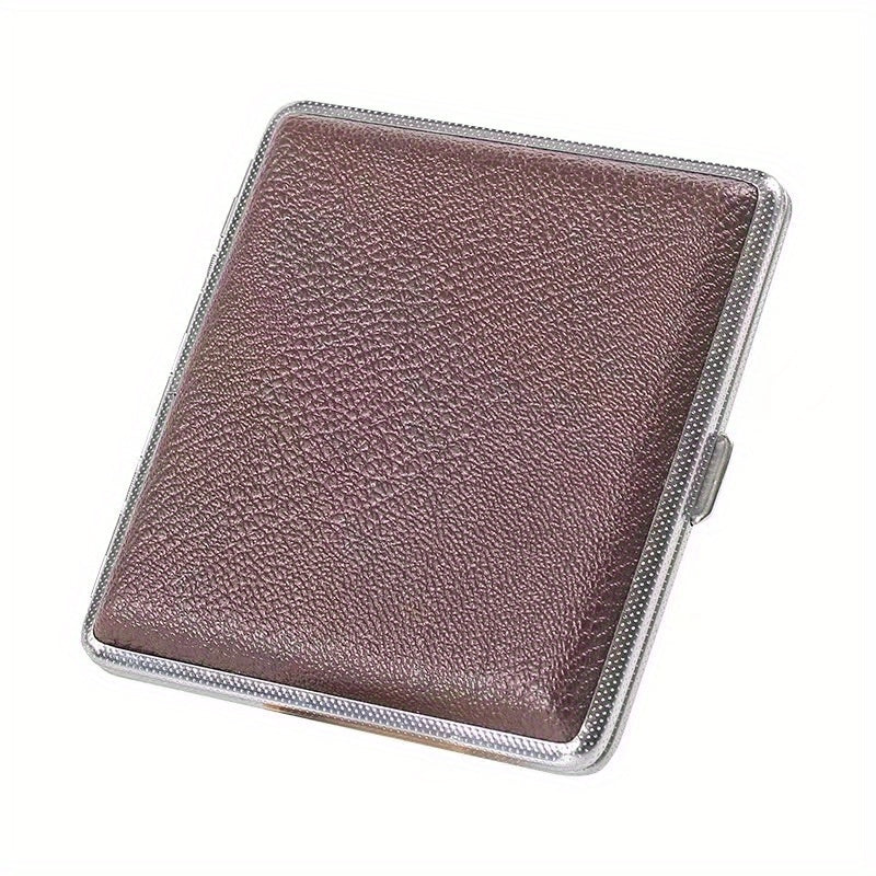 20 Pack Metal Clip Leather Cigarette Case Flip Cover Square Keychain