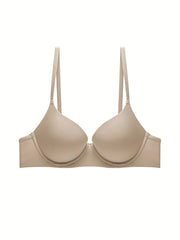 Glossy Mold Cup Push Up Bra Breathable Knitted Fabric Intimates Lingerie