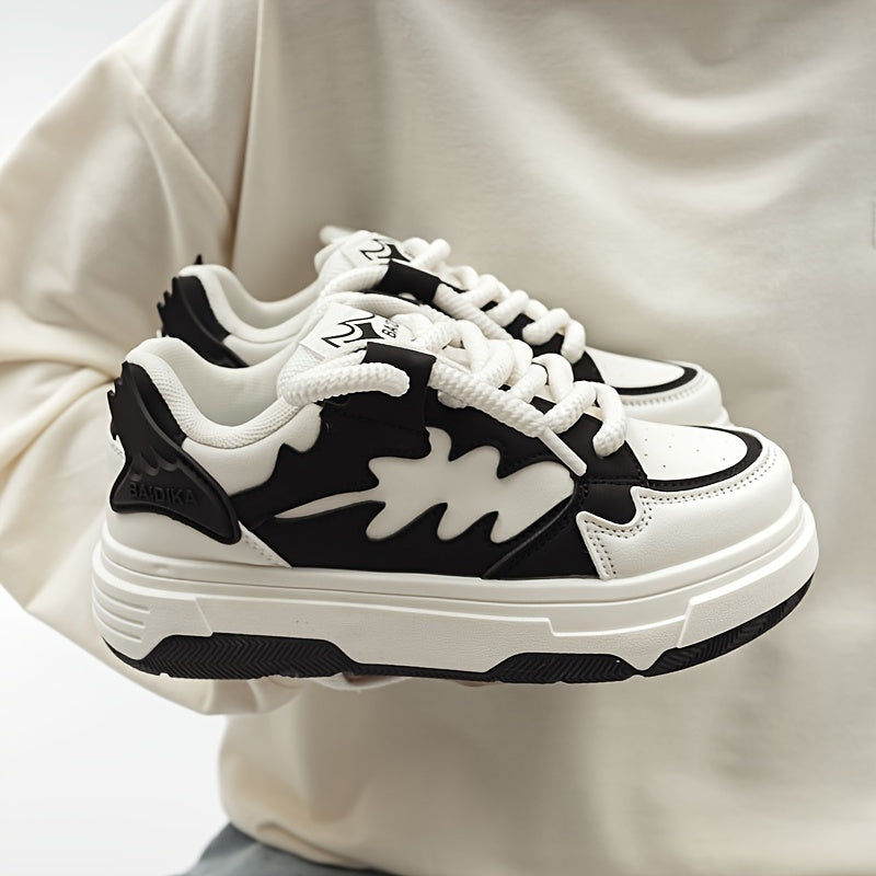 Women's Fish Bone Platform Skate Shoes Low Casual Walking Shoes
