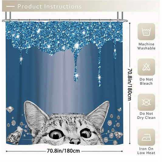 4pcs Cat Shower Curtain Set with Bathroom Decor