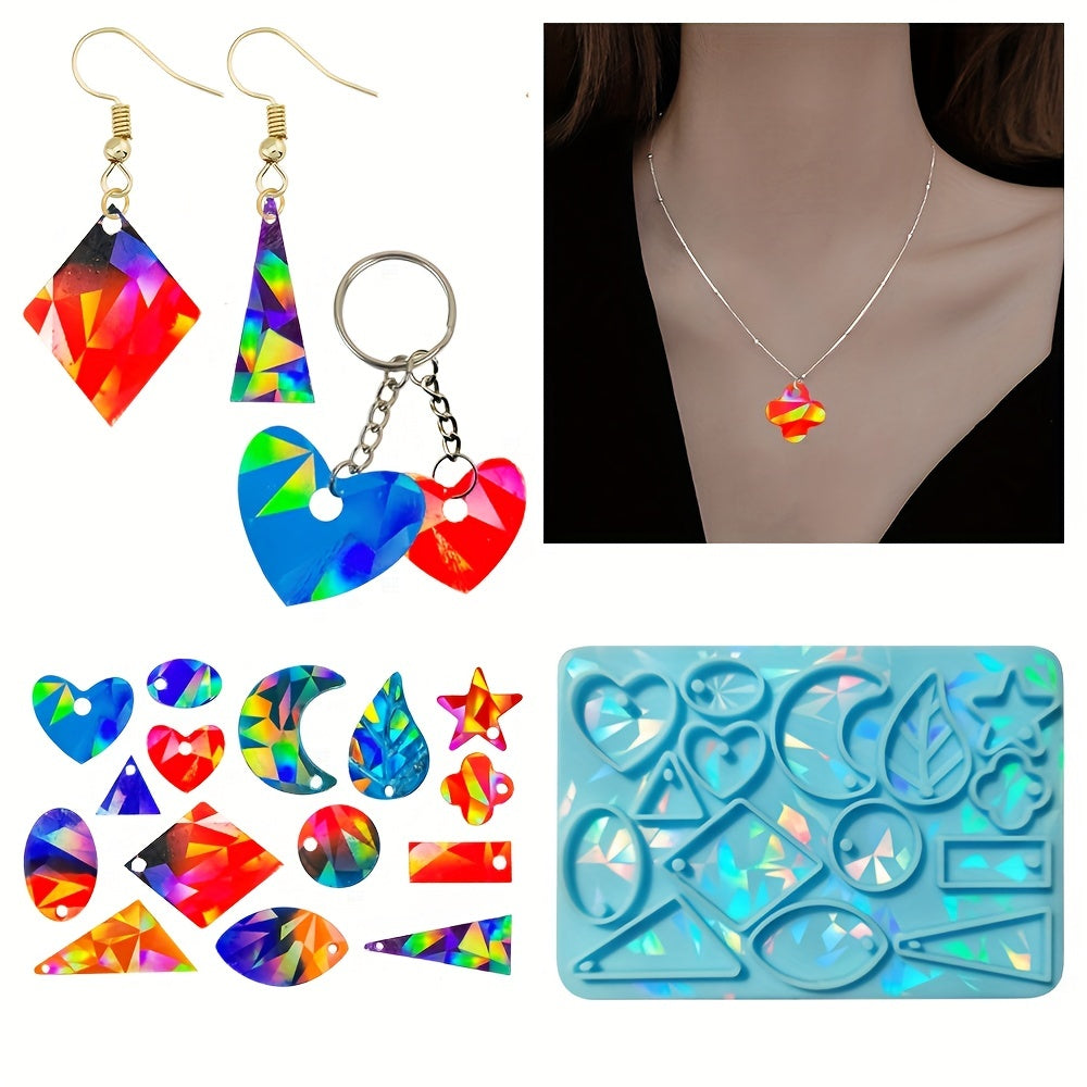 Holographic Laser Pendant Silicone Mold DIY Epoxy Resin Mold