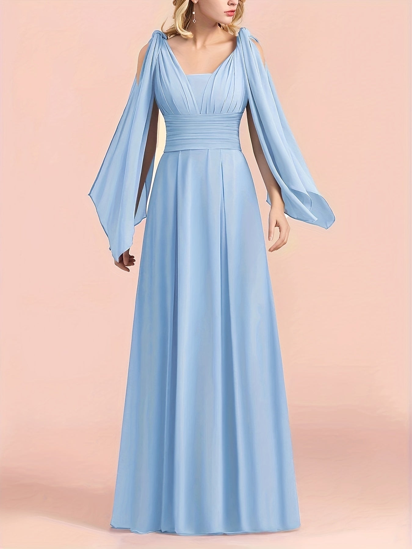 Bridesmaid Dress Women's Plus Split Sleeve Maxi Formal Dress