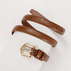 Golden Lace Buckle Head Leather Belt for Kids