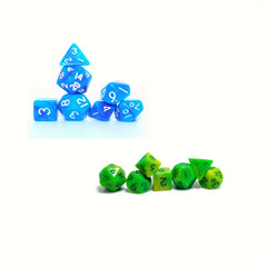 Mini Polyhedral Dice Set Light Green & Green Set & Light & Dark Set