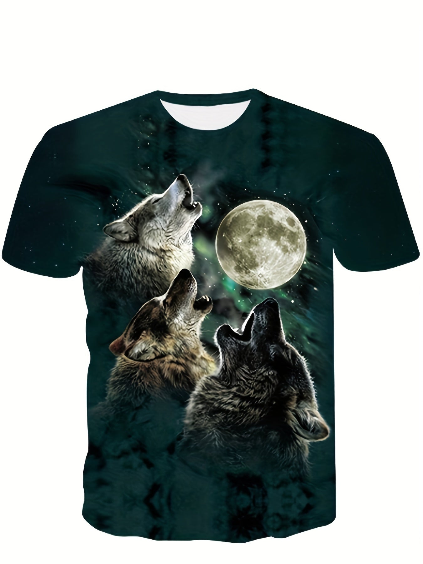 Boys' Wolf & Moon 3D Print T Shirt for Outdoor Summer Fun