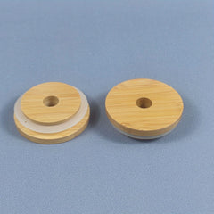 Reusable Bamboo Lid w/ Straw Hole for Mason Jars & Cups