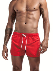 Men's Solid Beach Shorts Quick-drying Drawstring Sports Shorts
