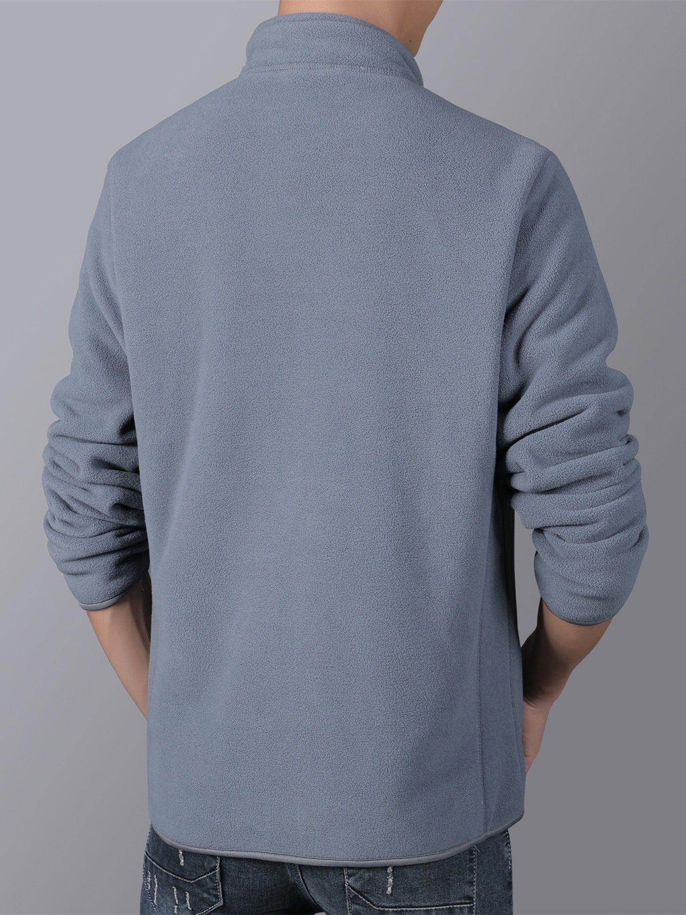 Men's Grey Casual Stand Collar Jacket