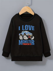 Kid's Sweatshirt Cartoon Vehicle Letter Print Top for Spring Fall