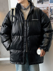 Men's Stand Collar Padded Jacket Casual Warm Soft Loose Winter Coat