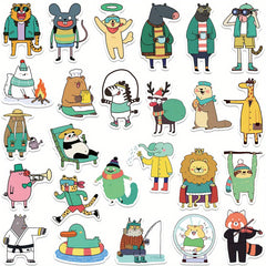 50pcs Animal Zoo Stickers Waterproof Retro Vintage for Laptop Phone