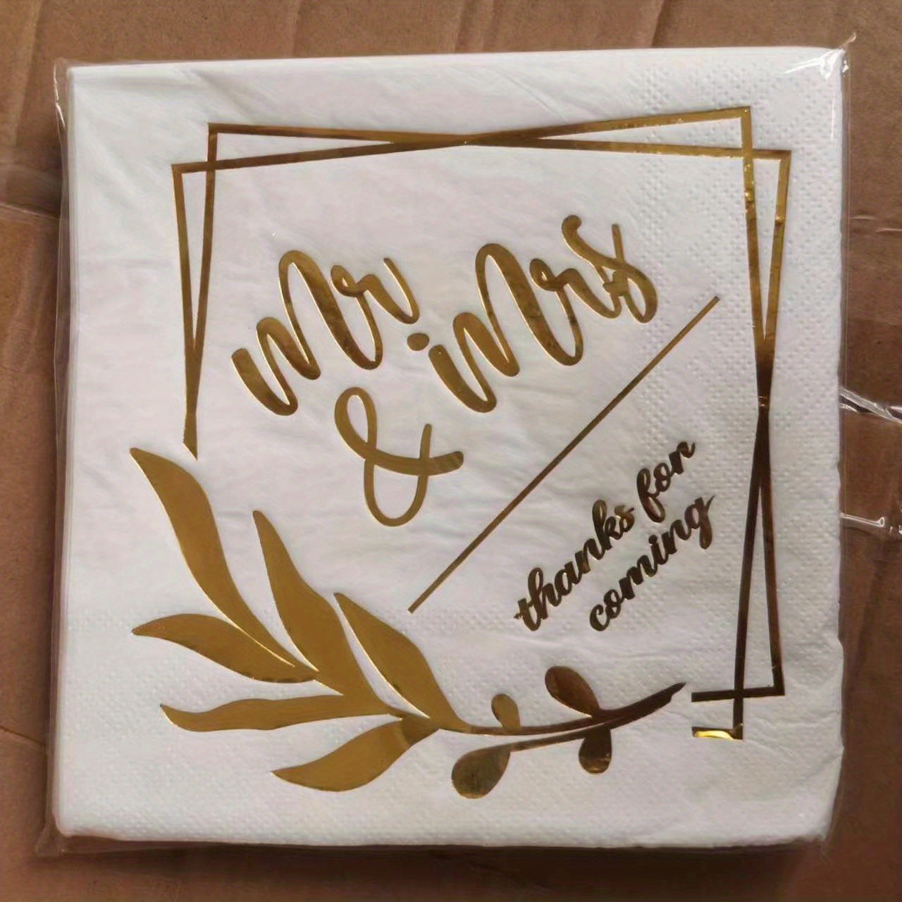 20pcs Mr And Mrs Foil Beverage Napkins Wedding Shower Table Decor