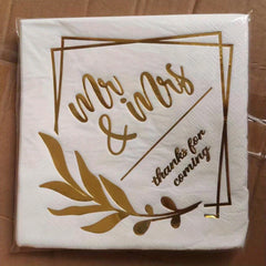 20pcs Mr And Mrs Foil Beverage Napkins Wedding Shower Table Decor