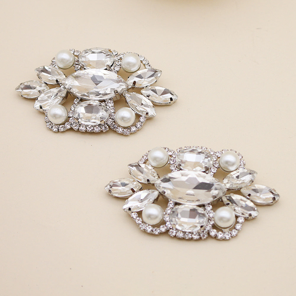 Rhinestone Pearl Shoe Clips DIY Floral Buckle for Wedding Party