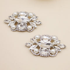 Rhinestone Pearl Shoe Clips DIY Floral Buckle for Wedding Party