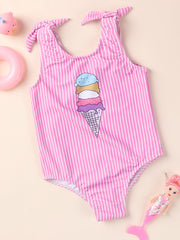 Baby Girls Ice Cream Print Swimsuit Summer Beach Bathing Suit