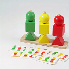 Colorful Wooden Geometric Shape Matching Set for Early Childhood