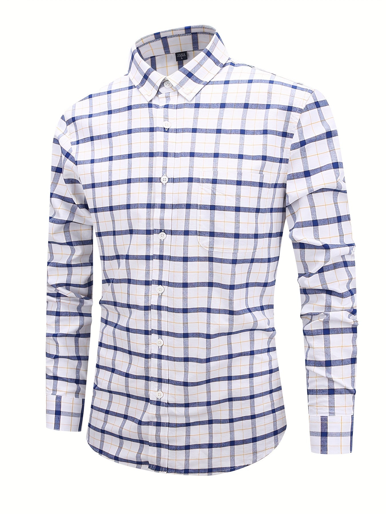 Plaid Print Casual Long Sleeve Shirt for Men