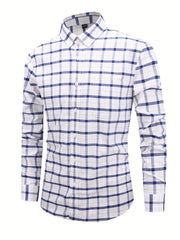 Plaid Print Casual Long Sleeve Shirt for Men